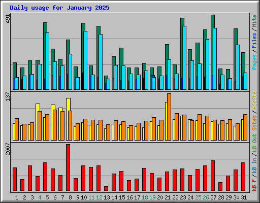 Daily usage for January 2025