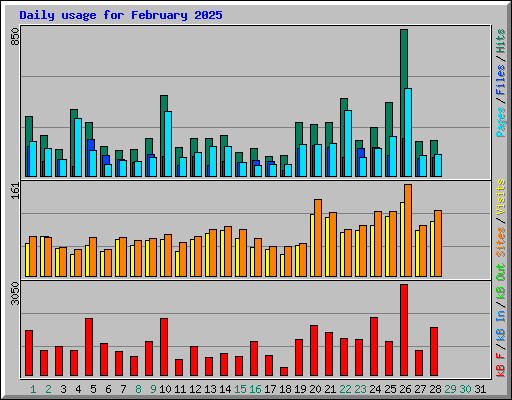 Daily usage for February 2025